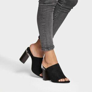 Alexander Wang Avery Block Heel Mules Taupe Grey Suede